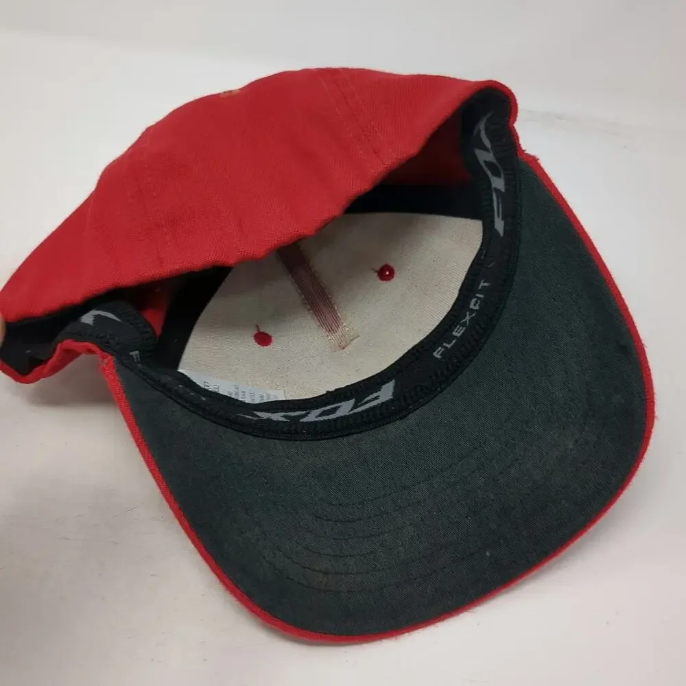 Fox Racing 5 Panel Red M Hat Flexfit Curved Brim Graphic Sport Performance Logo